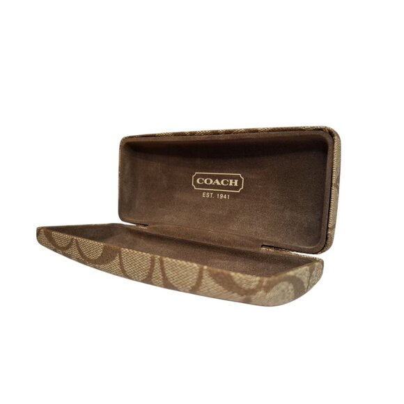 Coach Signature C Brown Logo Monogram Hard Shell Eyeglass Case - Picture 4 of 4